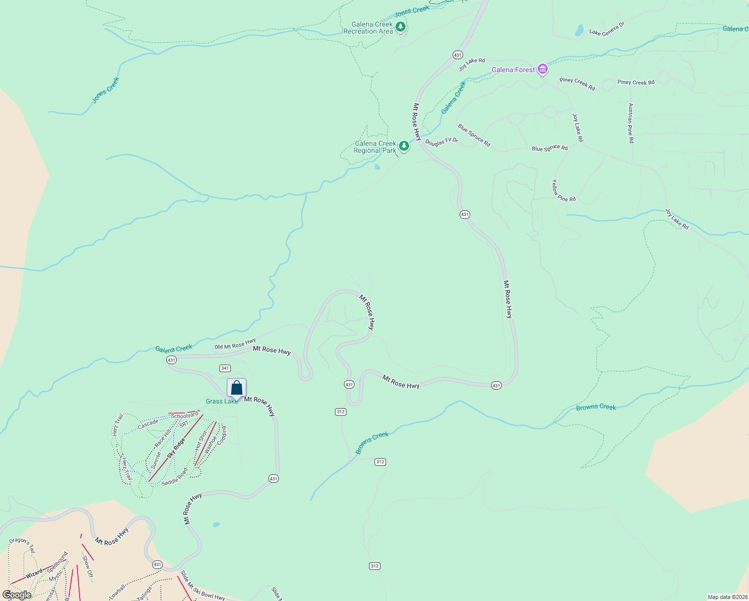 map of restaurants, bars, coffee shops, grocery stores, and more near 40 Mountain Haven Lane in Reno