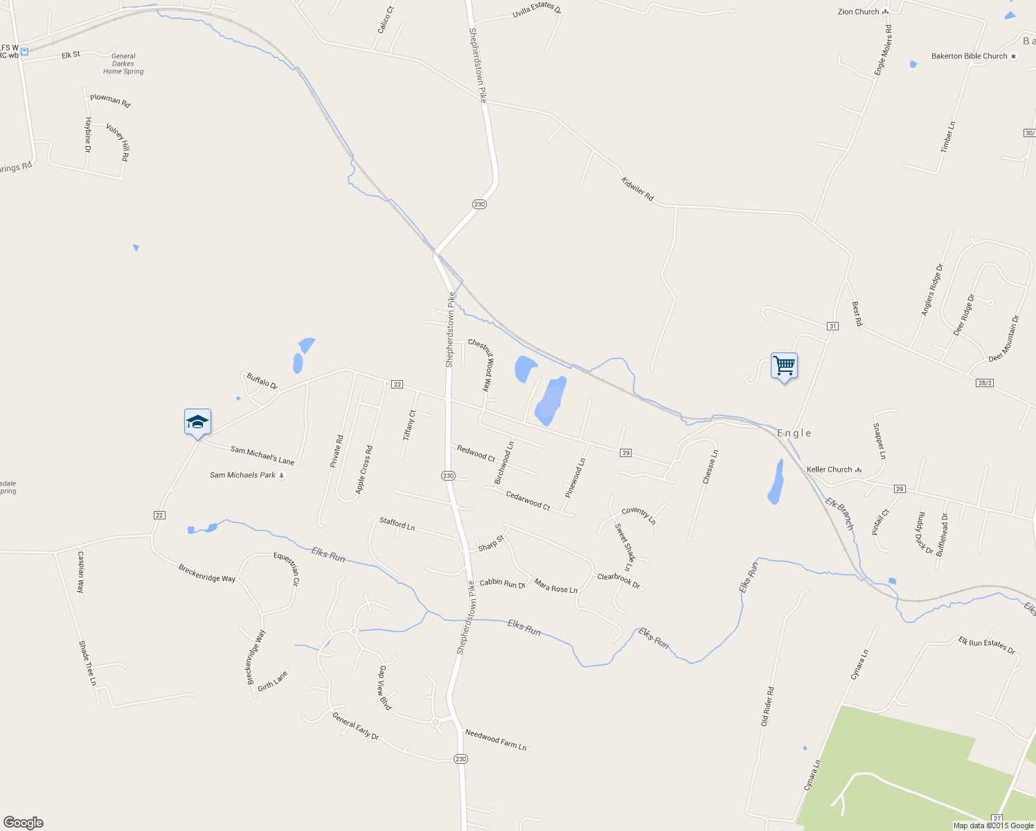 map of restaurants, bars, coffee shops, grocery stores, and more near 21 Quarry Run Road in Harpers Ferry