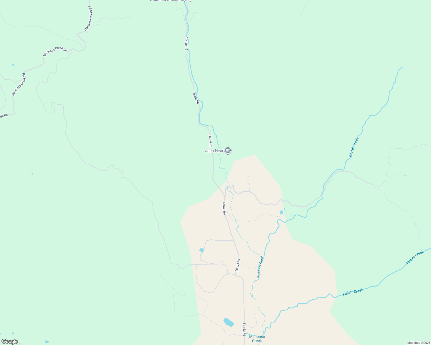 map of restaurants, bars, coffee shops, grocery stores, and more near 14605 Tomki Road in Redwood Valley