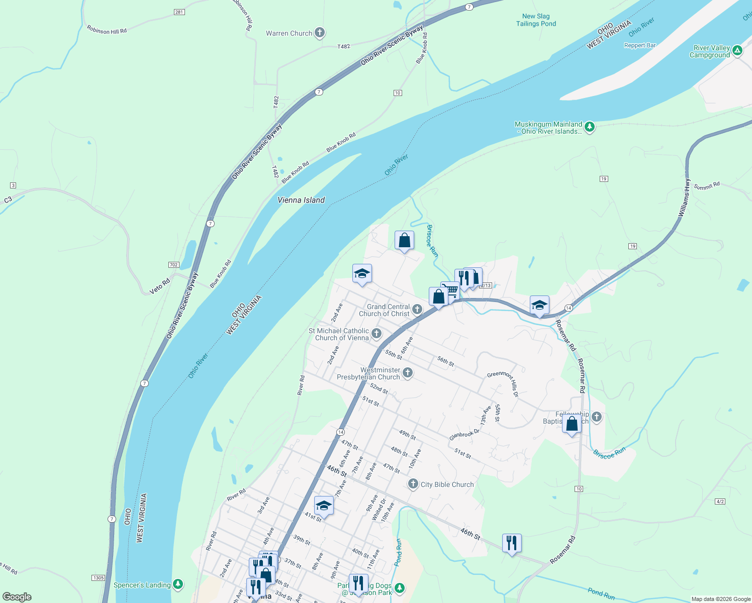 map of restaurants, bars, coffee shops, grocery stores, and more near 303 58th Street in Vienna