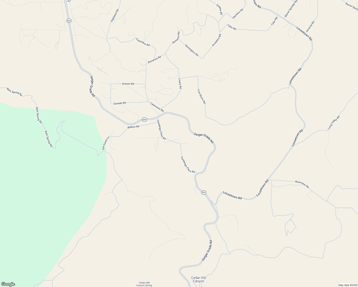 map of restaurants, bars, coffee shops, grocery stores, and more near Fandango Pass Road in Reno