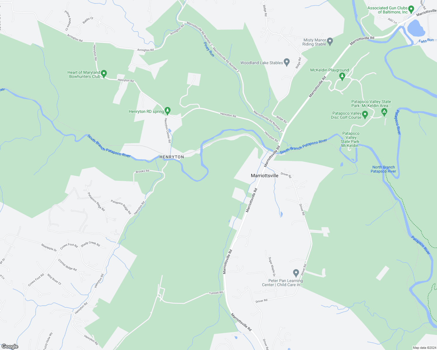 map of restaurants, bars, coffee shops, grocery stores, and more near in Marriottsville