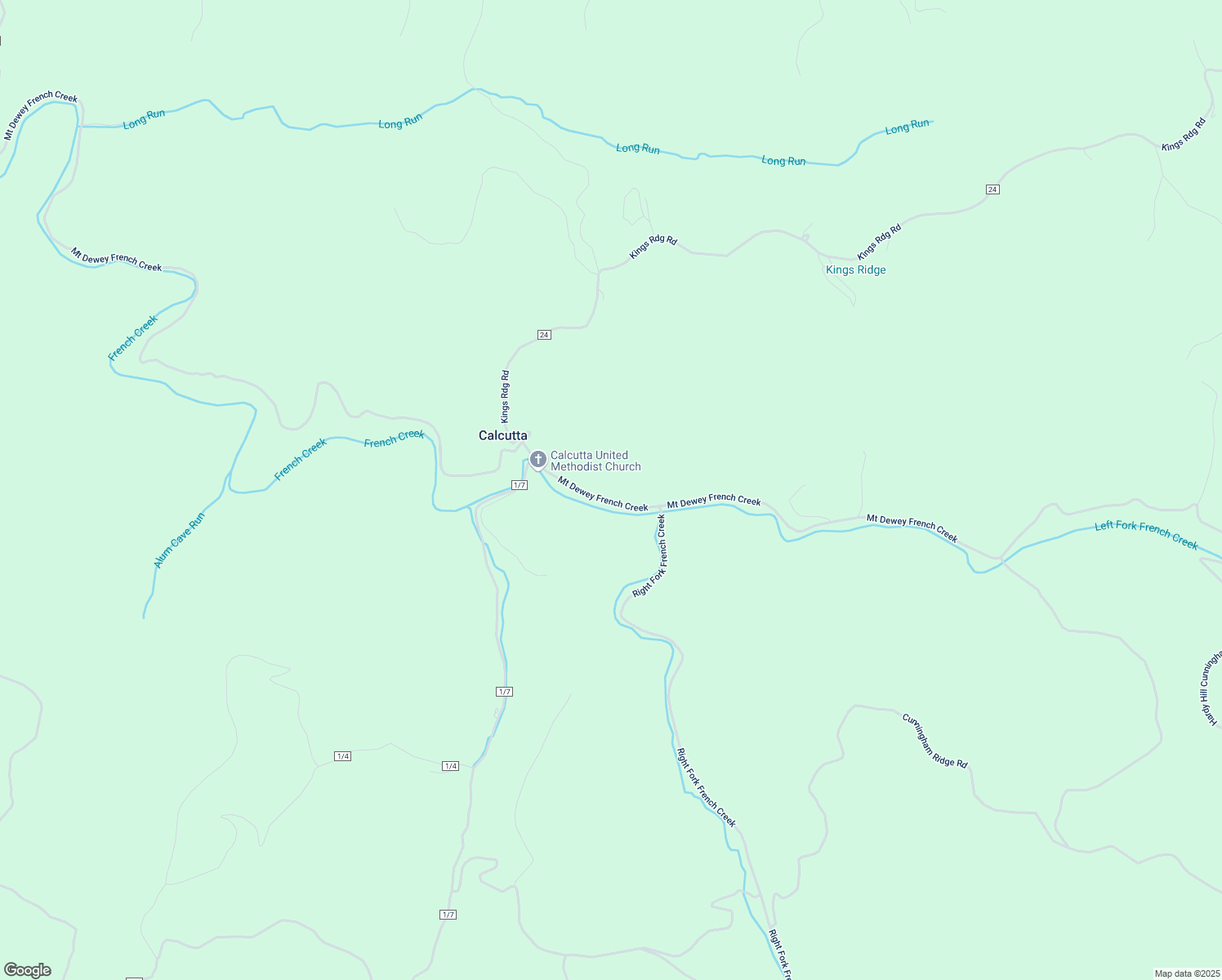 map of restaurants, bars, coffee shops, grocery stores, and more near 483 Mount Dewey French Creek in Saint Marys