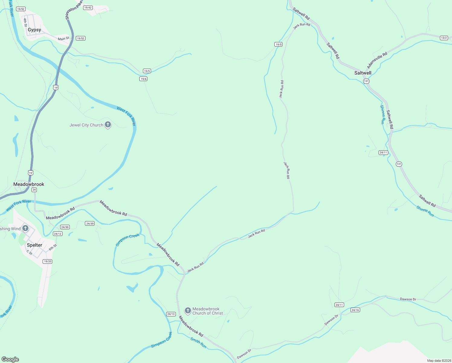 map of restaurants, bars, coffee shops, grocery stores, and more near 482 Jack Run Road in Meadowbrook
