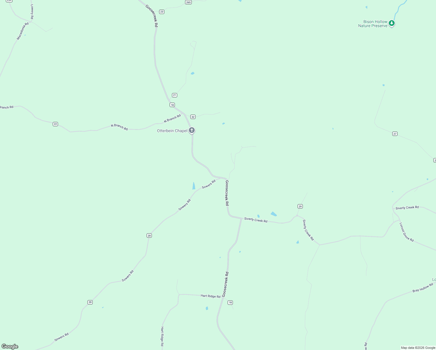 map of restaurants, bars, coffee shops, grocery stores, and more near 26359 Goosecreek Road in McArthur