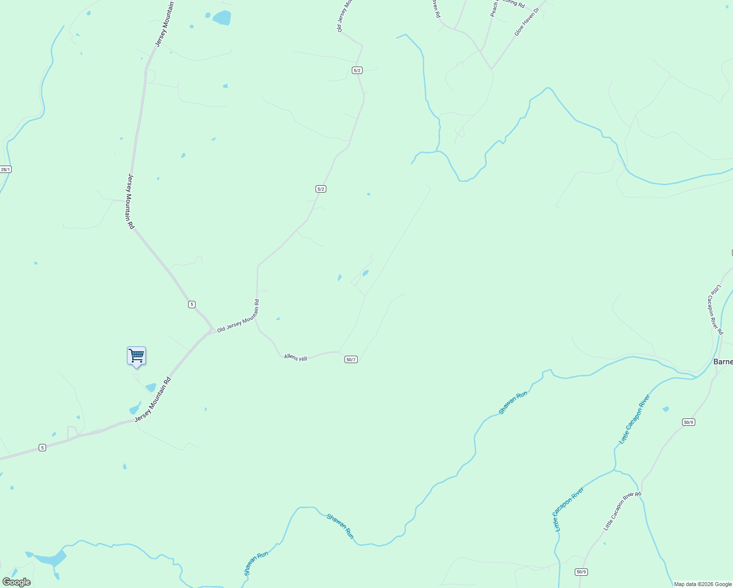 map of restaurants, bars, coffee shops, grocery stores, and more near County Route 50/7 in Springfield