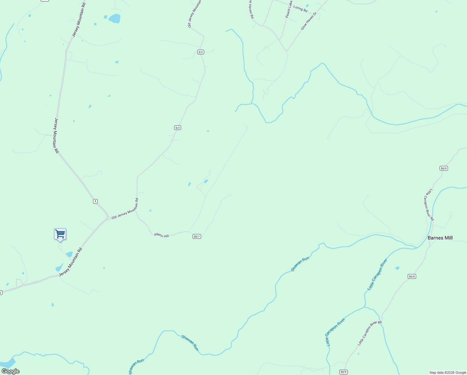 map of restaurants, bars, coffee shops, grocery stores, and more near 1018 Mill Mountain Road in Romney