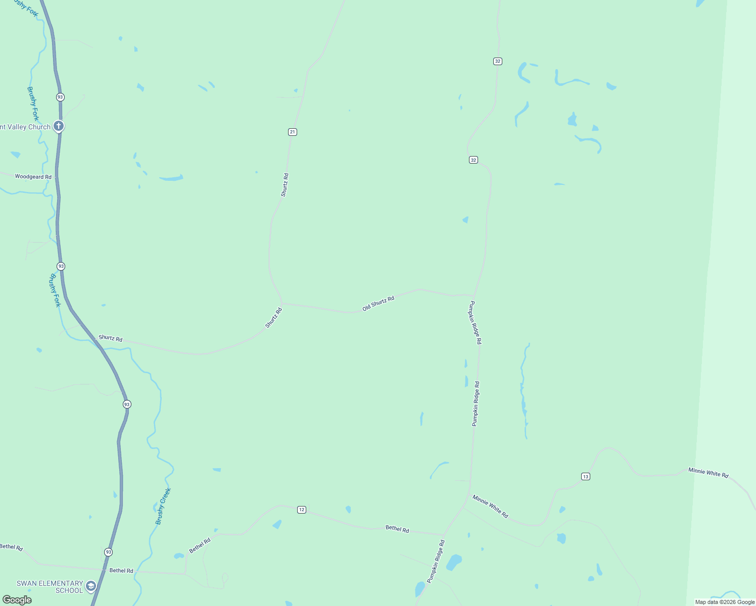 map of restaurants, bars, coffee shops, grocery stores, and more near Old Shurtz Road in Vinton County