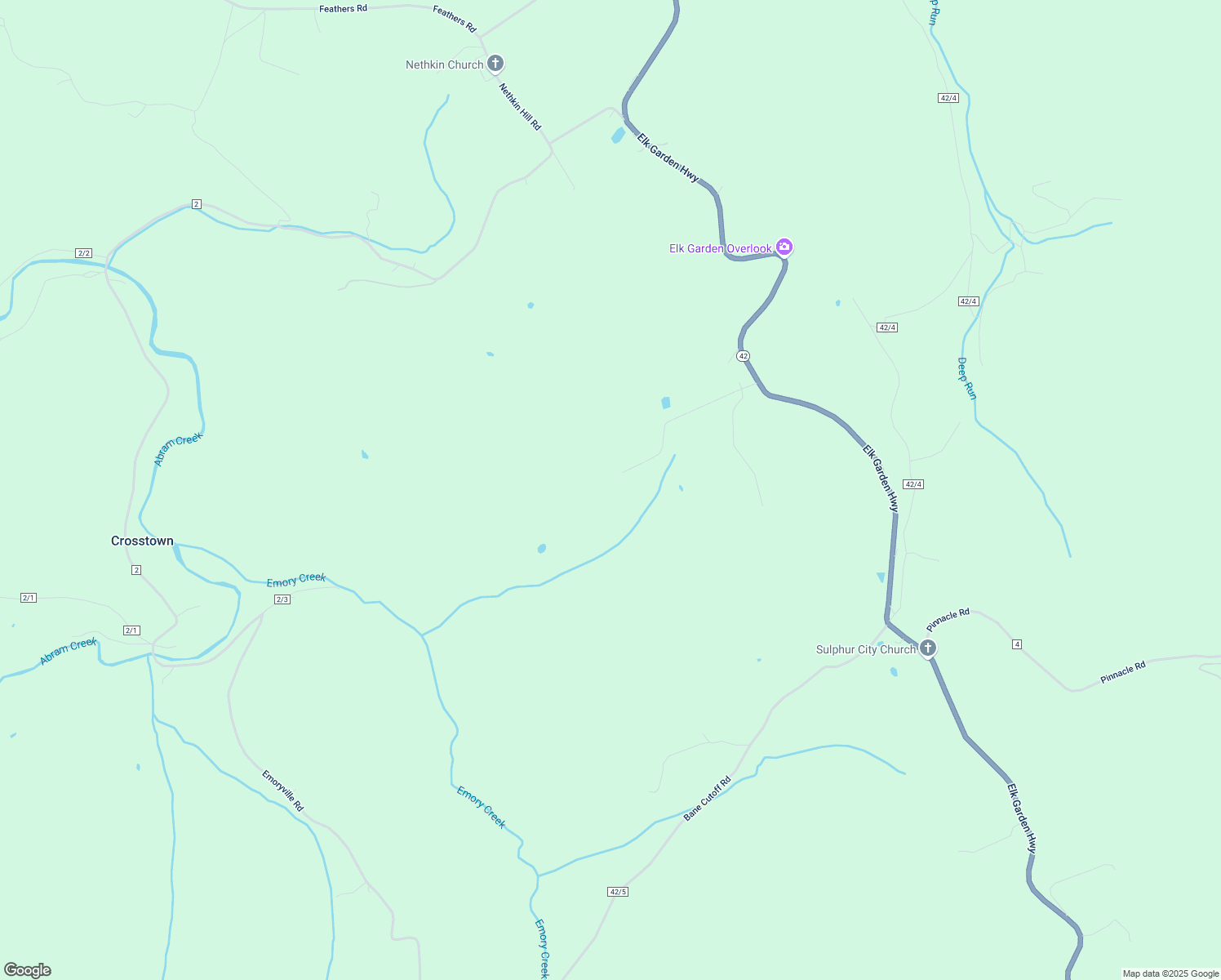 map of restaurants, bars, coffee shops, grocery stores, and more near Route 42 in Keyser