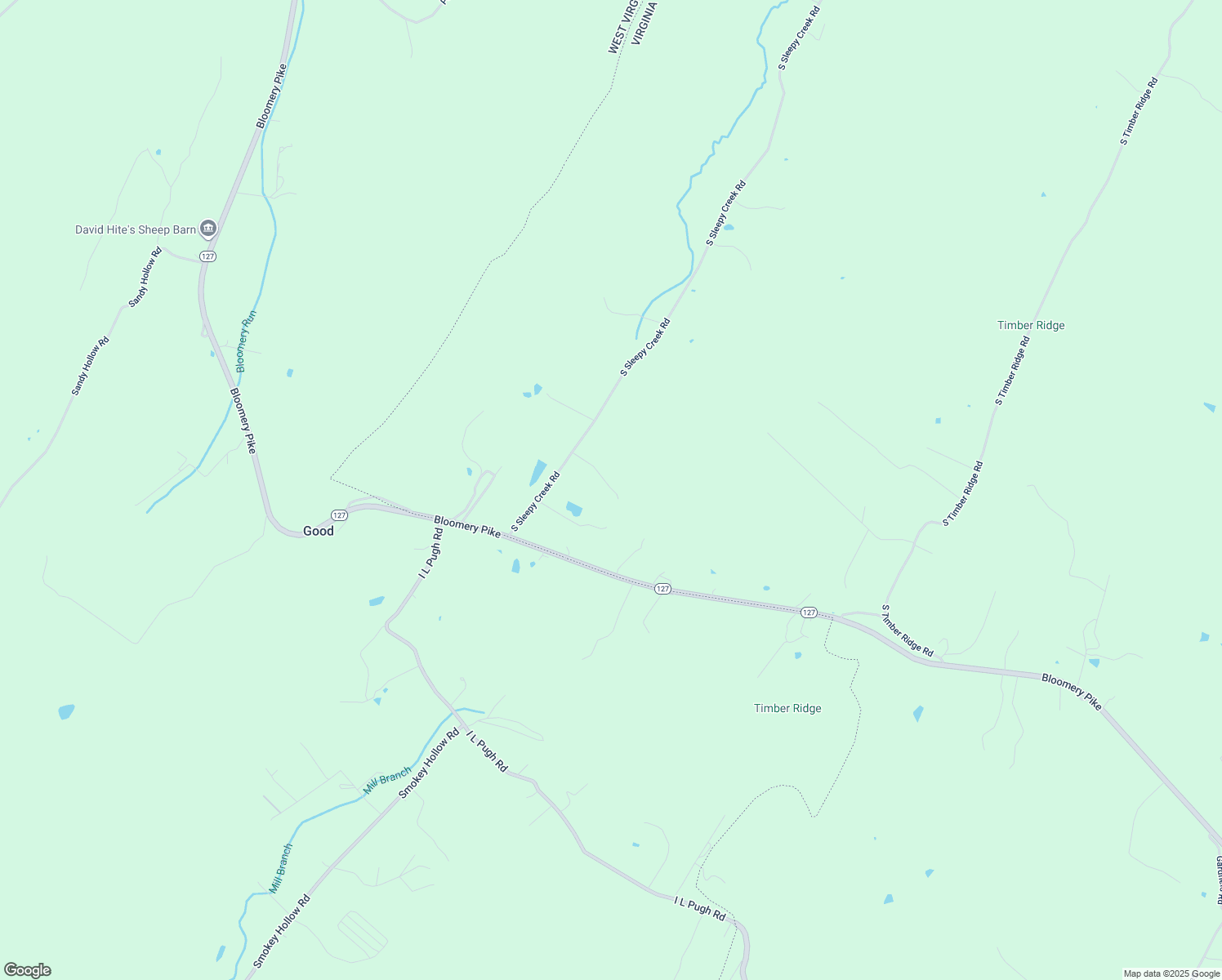 map of restaurants, bars, coffee shops, grocery stores, and more near 254 South Sleepy Creek Road in Cross Junction
