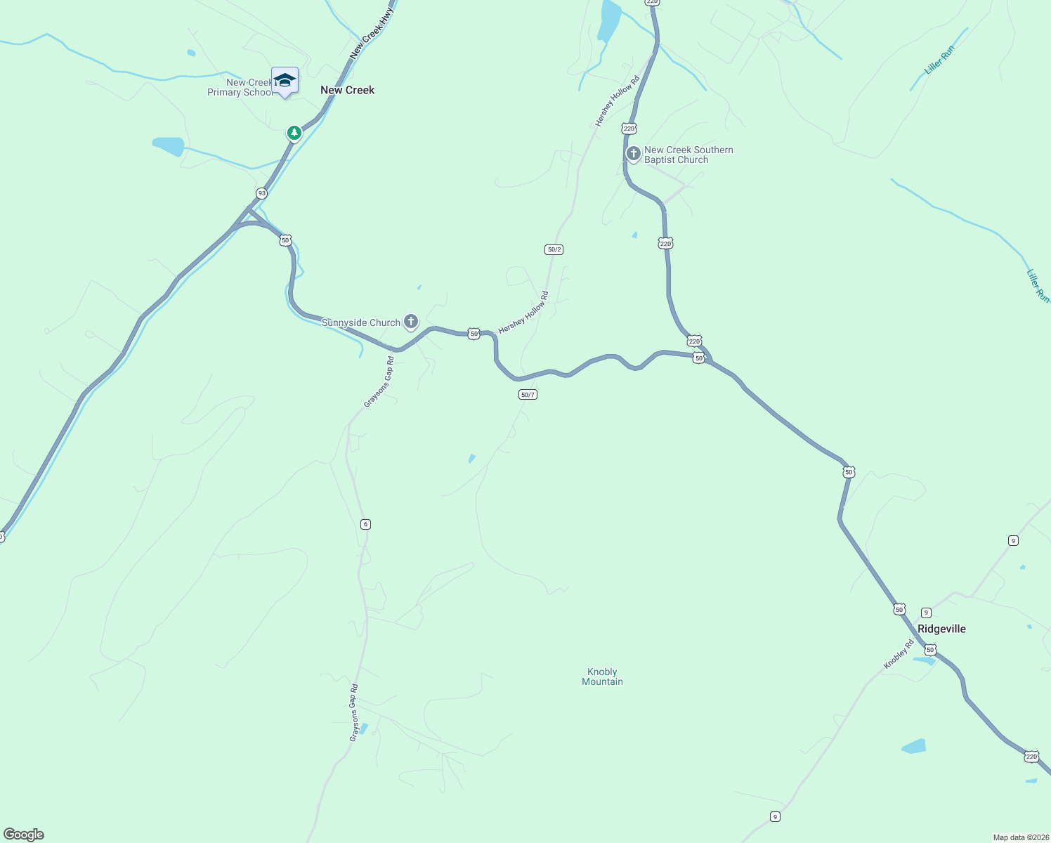 map of restaurants, bars, coffee shops, grocery stores, and more near 127 Cameron Orchard Road in New Creek