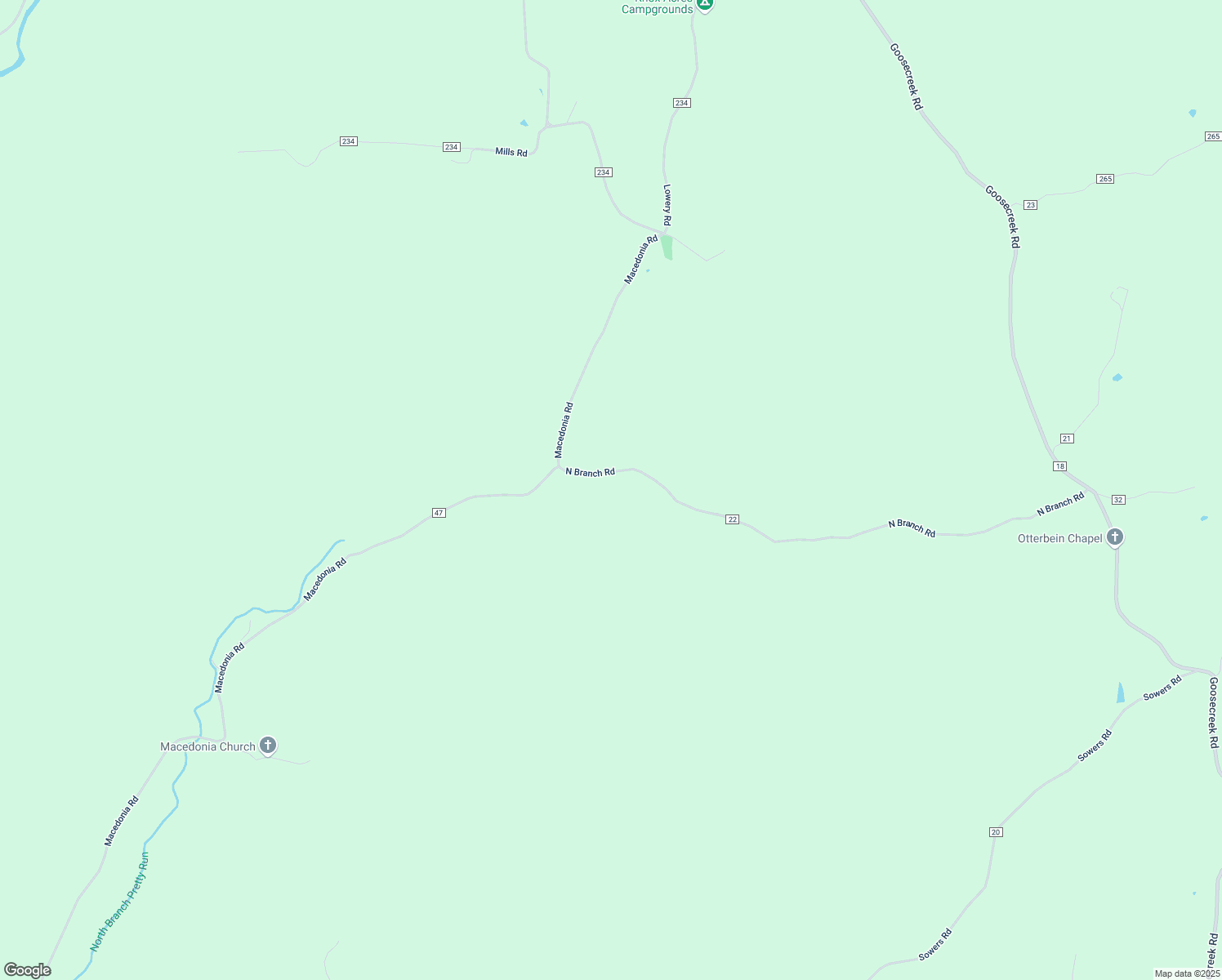 map of restaurants, bars, coffee shops, grocery stores, and more near North Branch Road in South Bloomingville