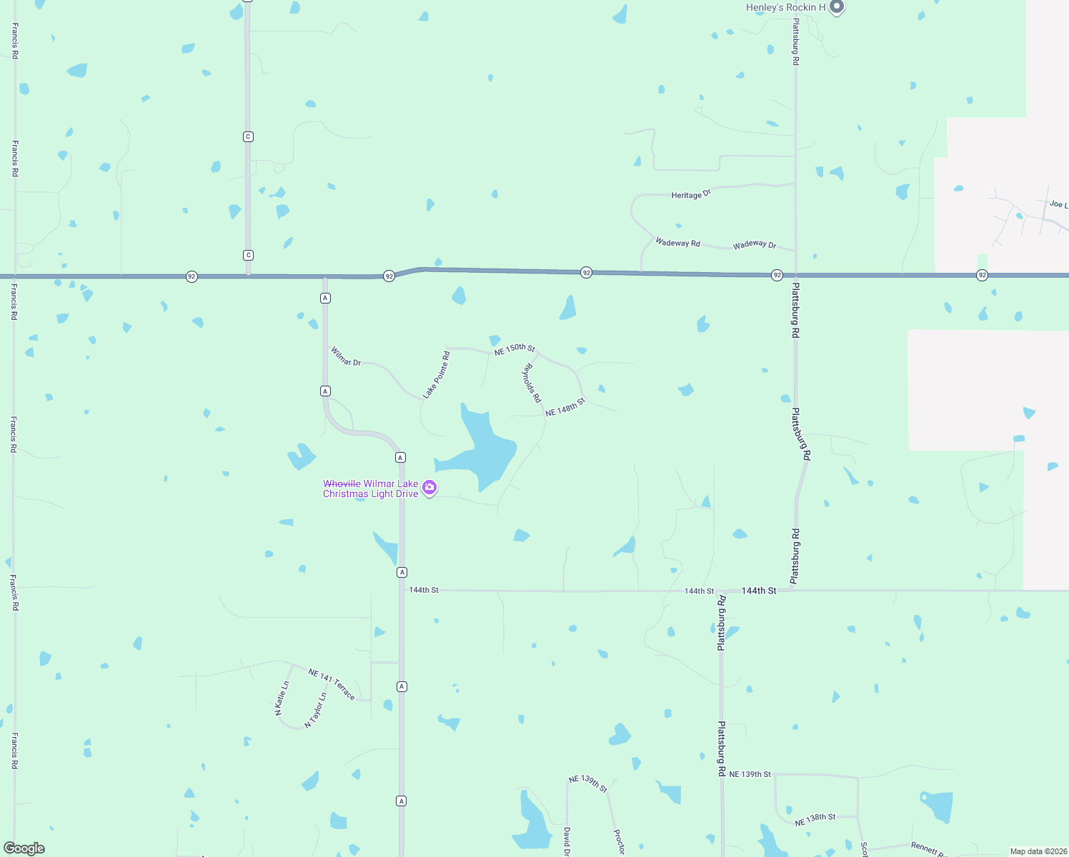 map of restaurants, bars, coffee shops, grocery stores, and more near 12209 Northeast 148th Street in Liberty