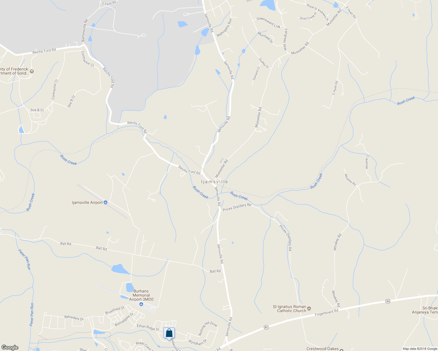 map of restaurants, bars, coffee shops, grocery stores, and more near 4711 Mussetter Road in Ijamsville