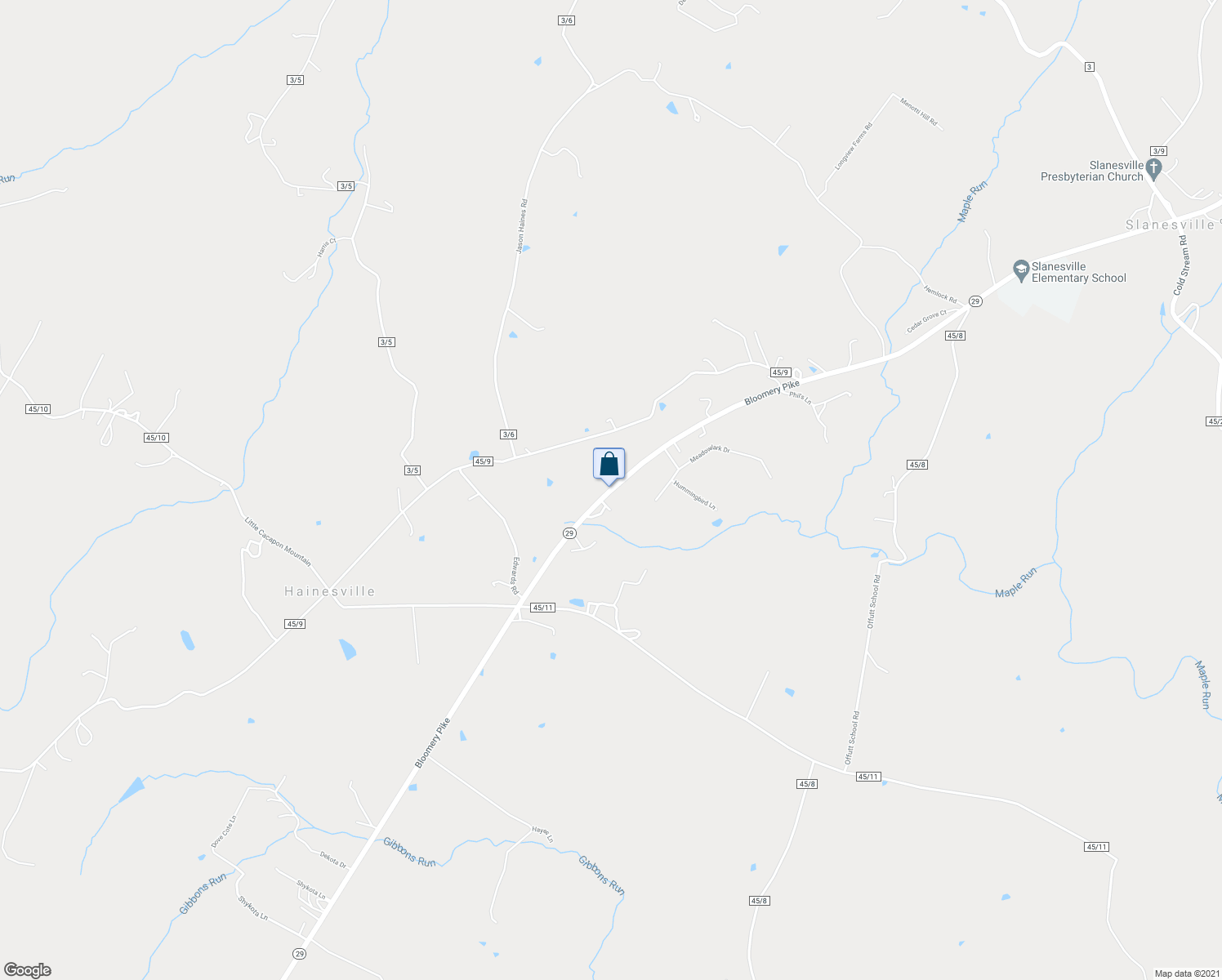 map of restaurants, bars, coffee shops, grocery stores, and more near 3714 Bloomery Pike in Augusta