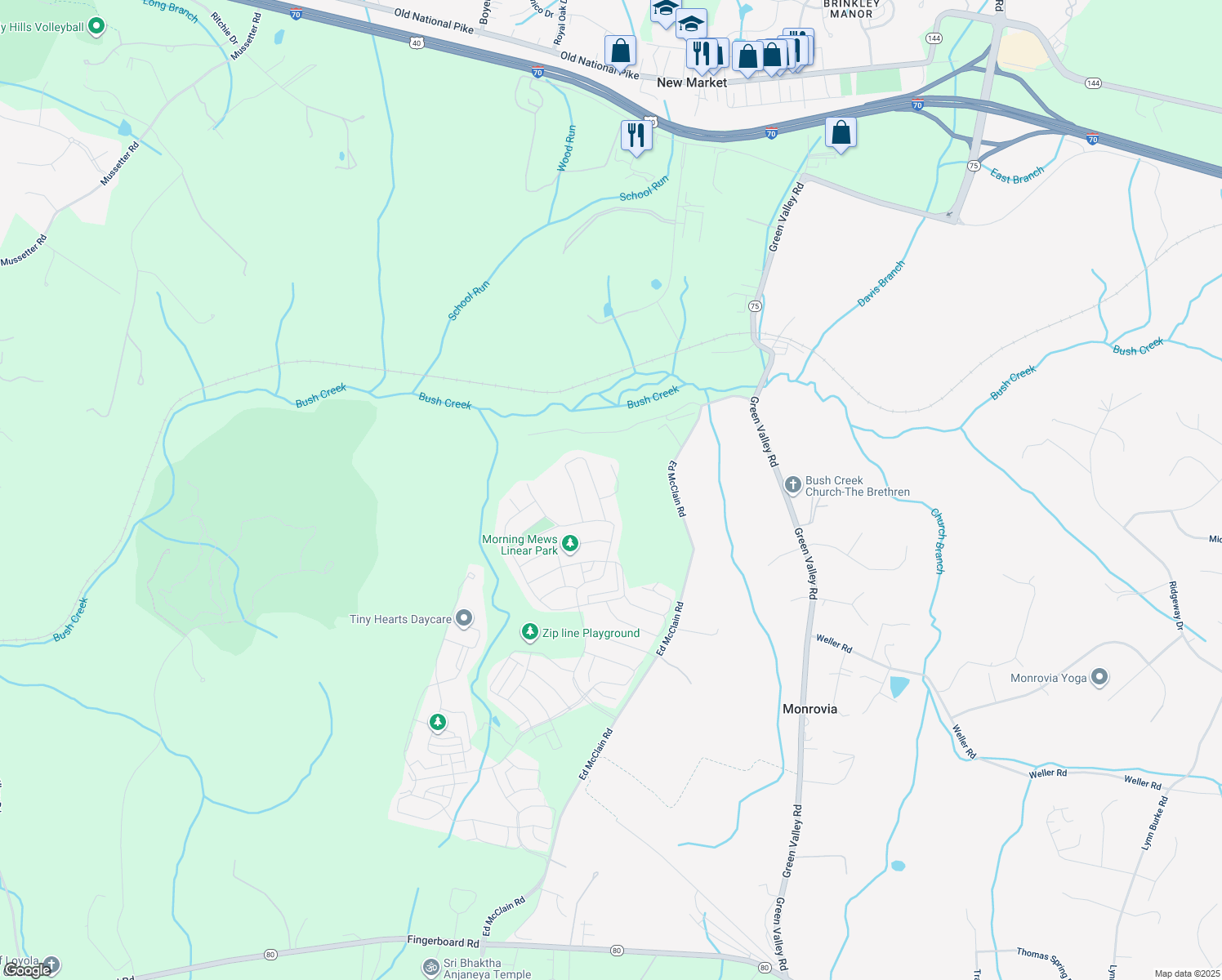 map of restaurants, bars, coffee shops, grocery stores, and more near 4806 Moss View Court in Monrovia