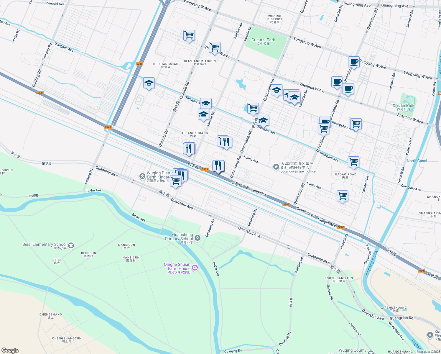 map of restaurants, bars, coffee shops, grocery stores, and more near in 