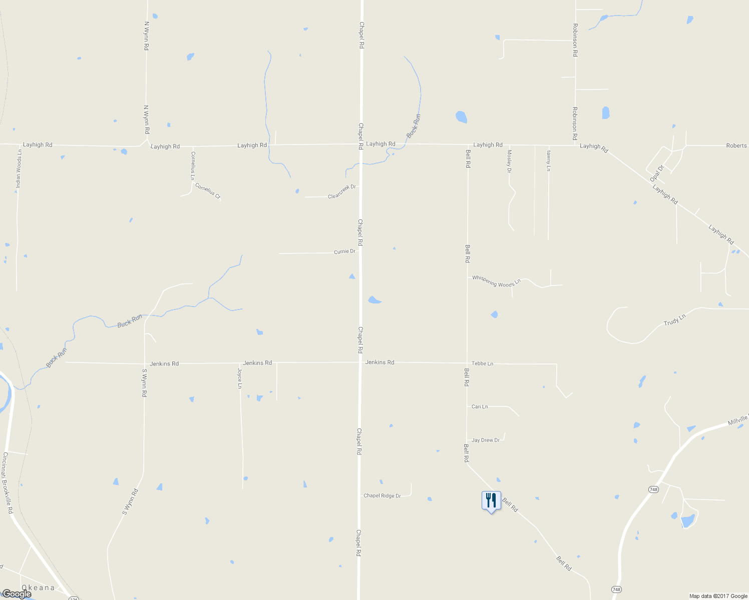 map of restaurants, bars, coffee shops, grocery stores, and more near 2016 Chapel Road in Hamilton