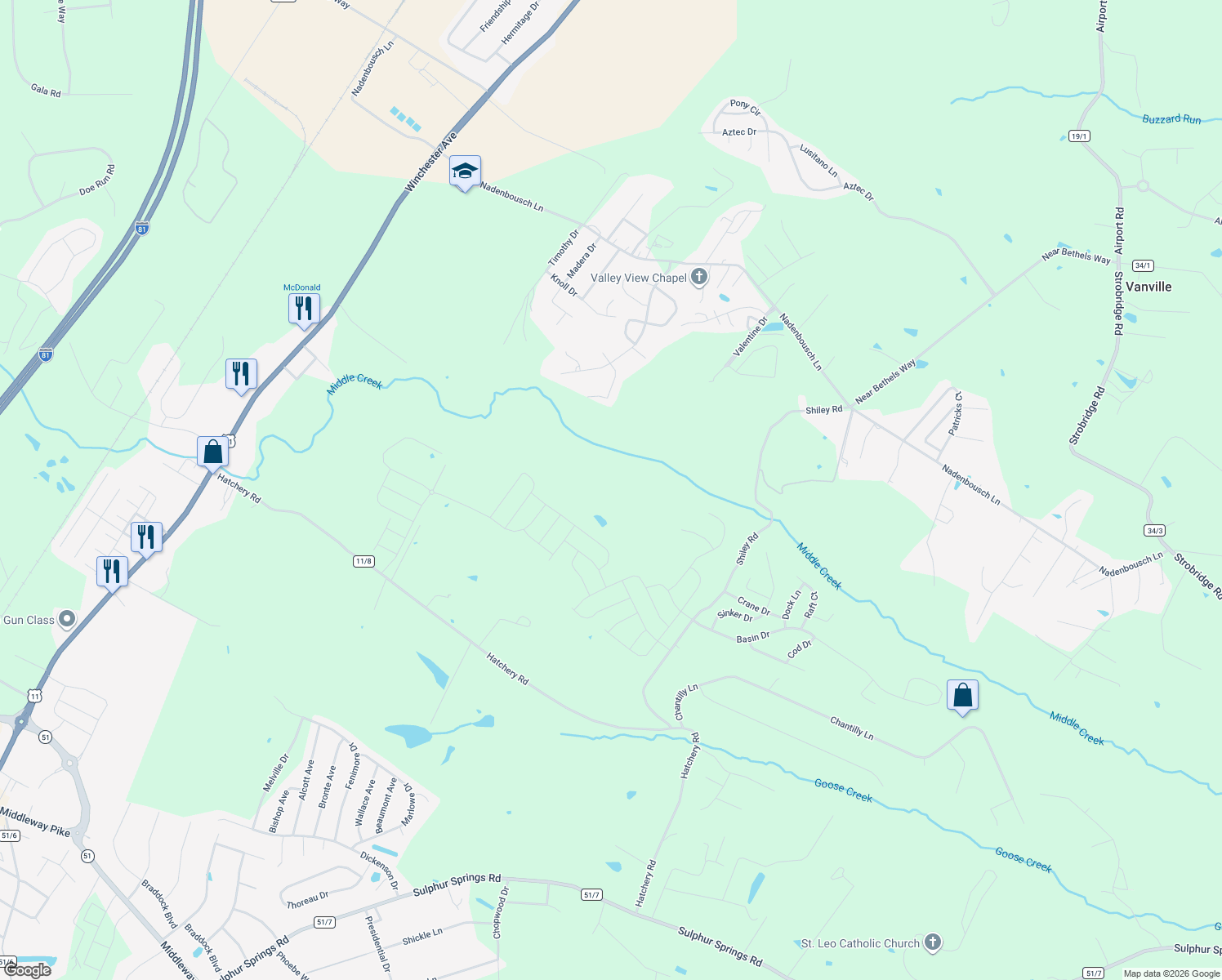 map of restaurants, bars, coffee shops, grocery stores, and more near 109 Halsey Court in Martinsburg