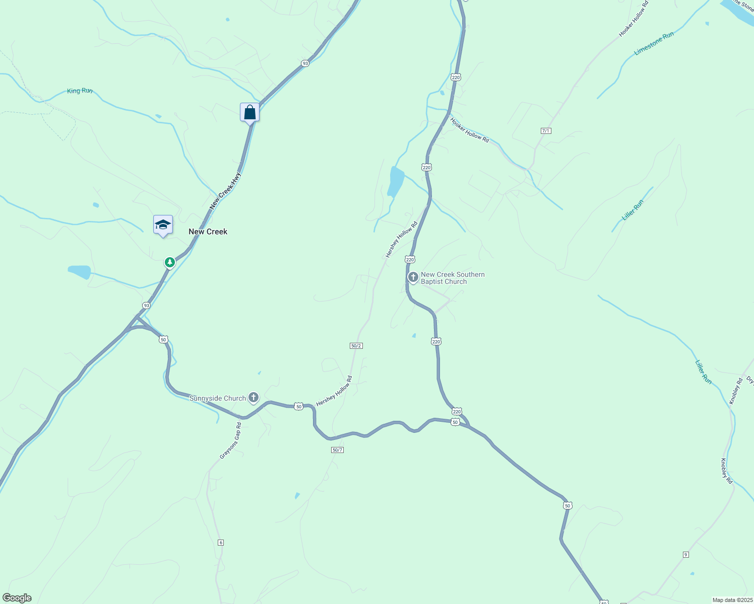 map of restaurants, bars, coffee shops, grocery stores, and more near 584 Hershey Hollow Road in Keyser
