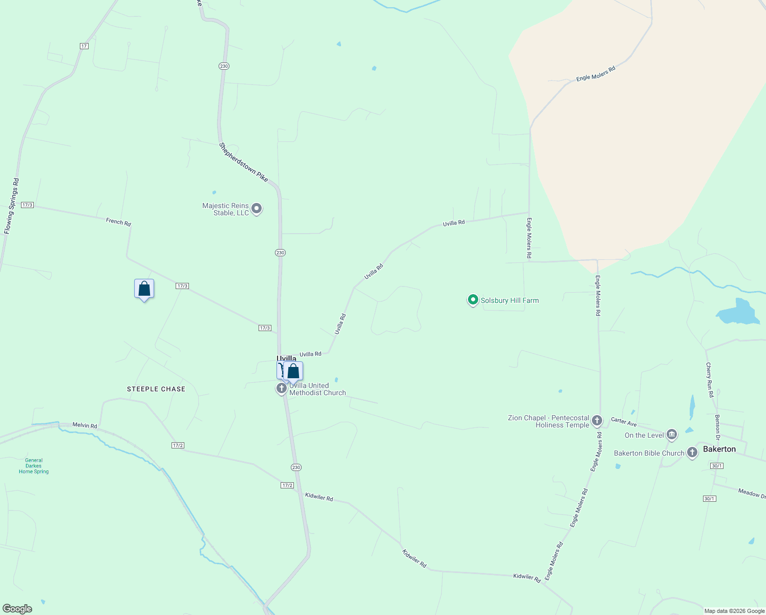 map of restaurants, bars, coffee shops, grocery stores, and more near 140 Acorn Cir in Harpers Ferry