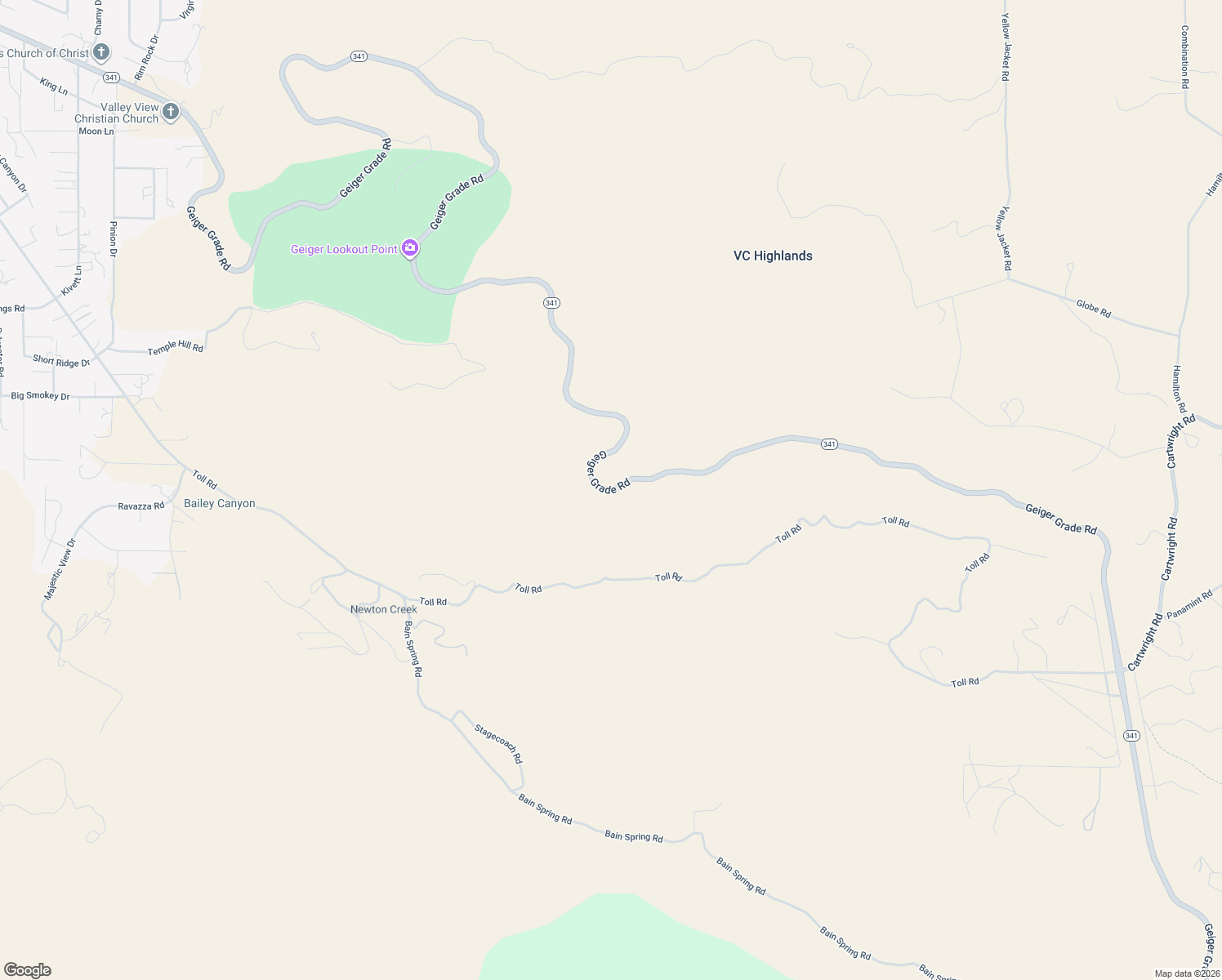 map of restaurants, bars, coffee shops, grocery stores, and more near Geiger Grade Road in Reno