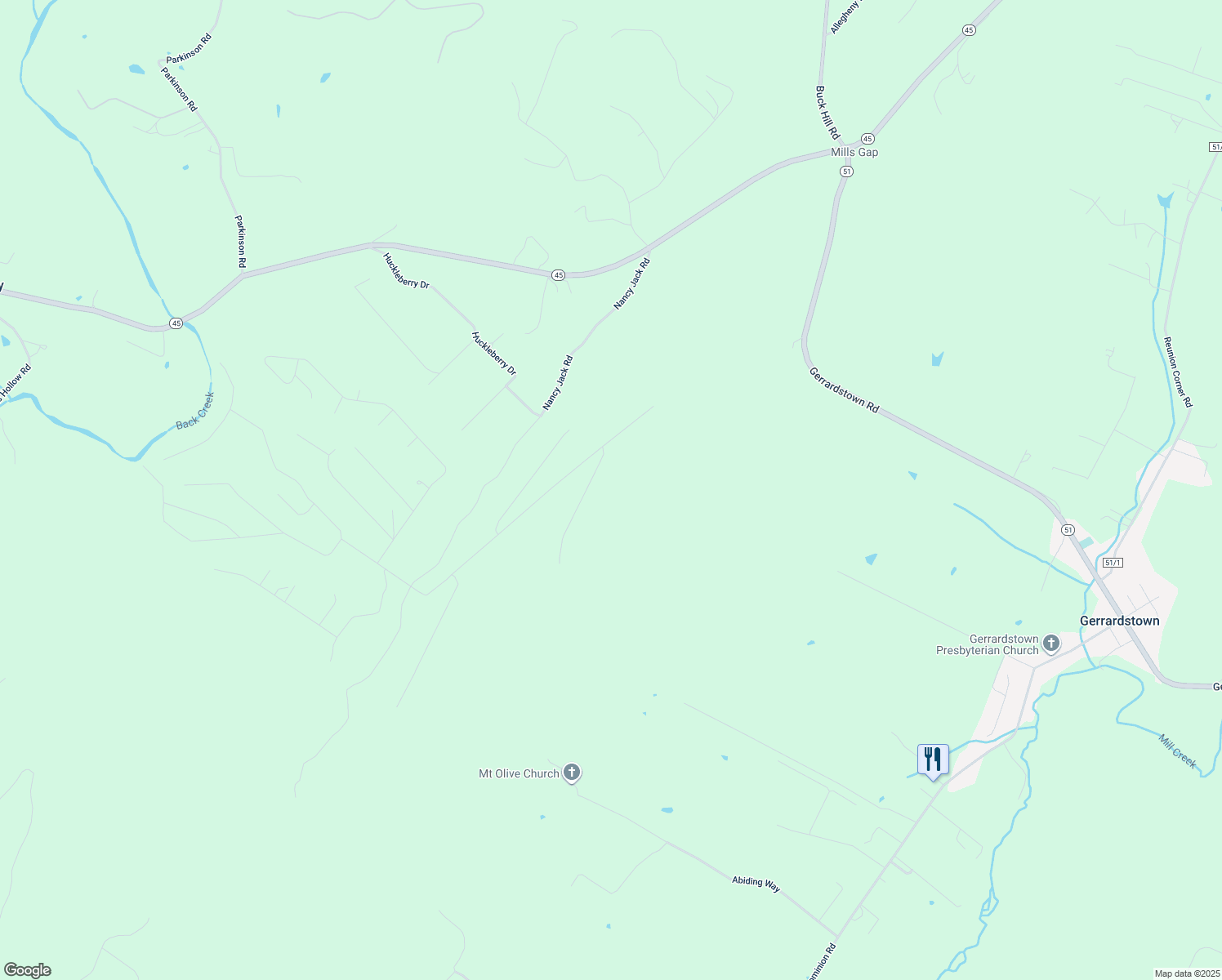 map of restaurants, bars, coffee shops, grocery stores, and more near 117 Hawks Nest Trail in Gerrardstown