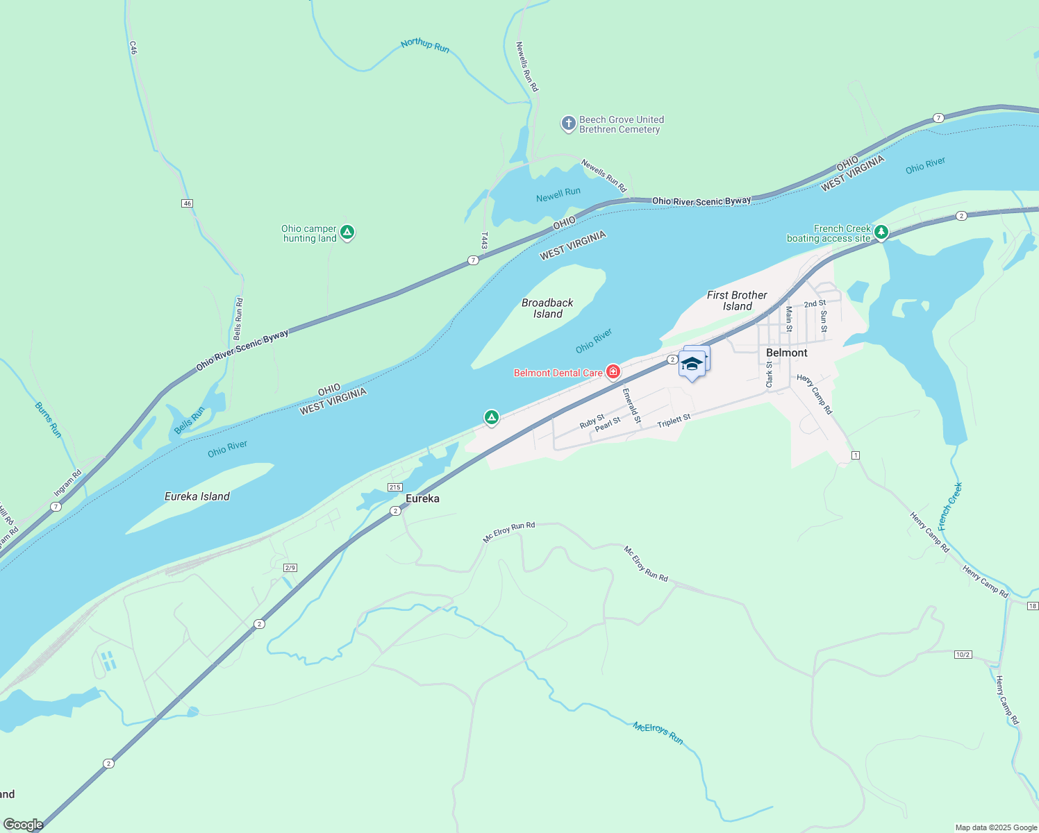 map of restaurants, bars, coffee shops, grocery stores, and more near 713 Riverview Dr in Belmont