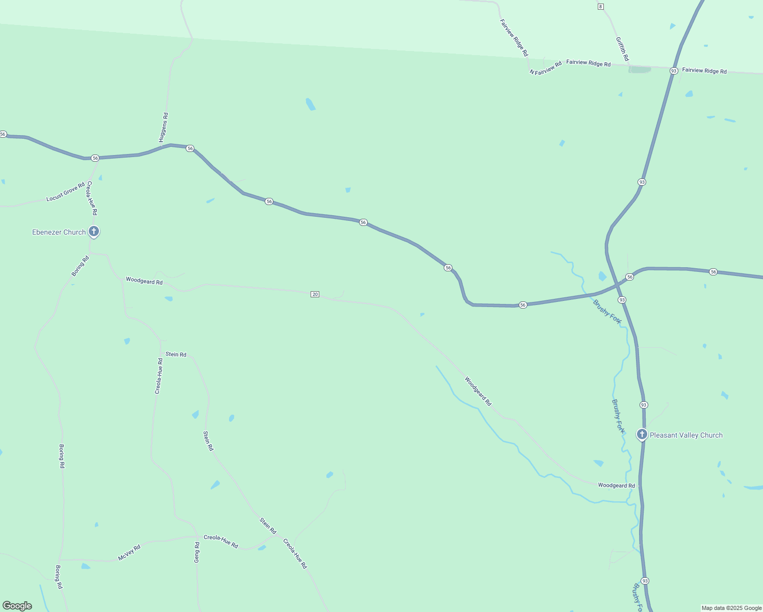 map of restaurants, bars, coffee shops, grocery stores, and more near 63509 Woodgeard Road in Creola