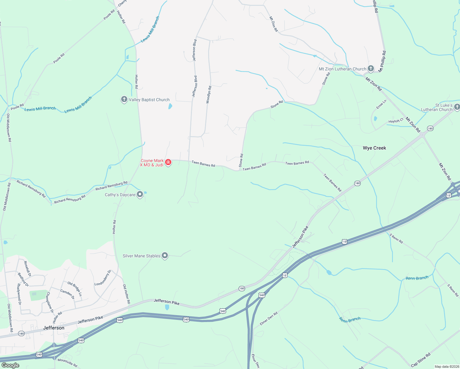 map of restaurants, bars, coffee shops, grocery stores, and more near 4701 Teen Barnes Road in Frederick