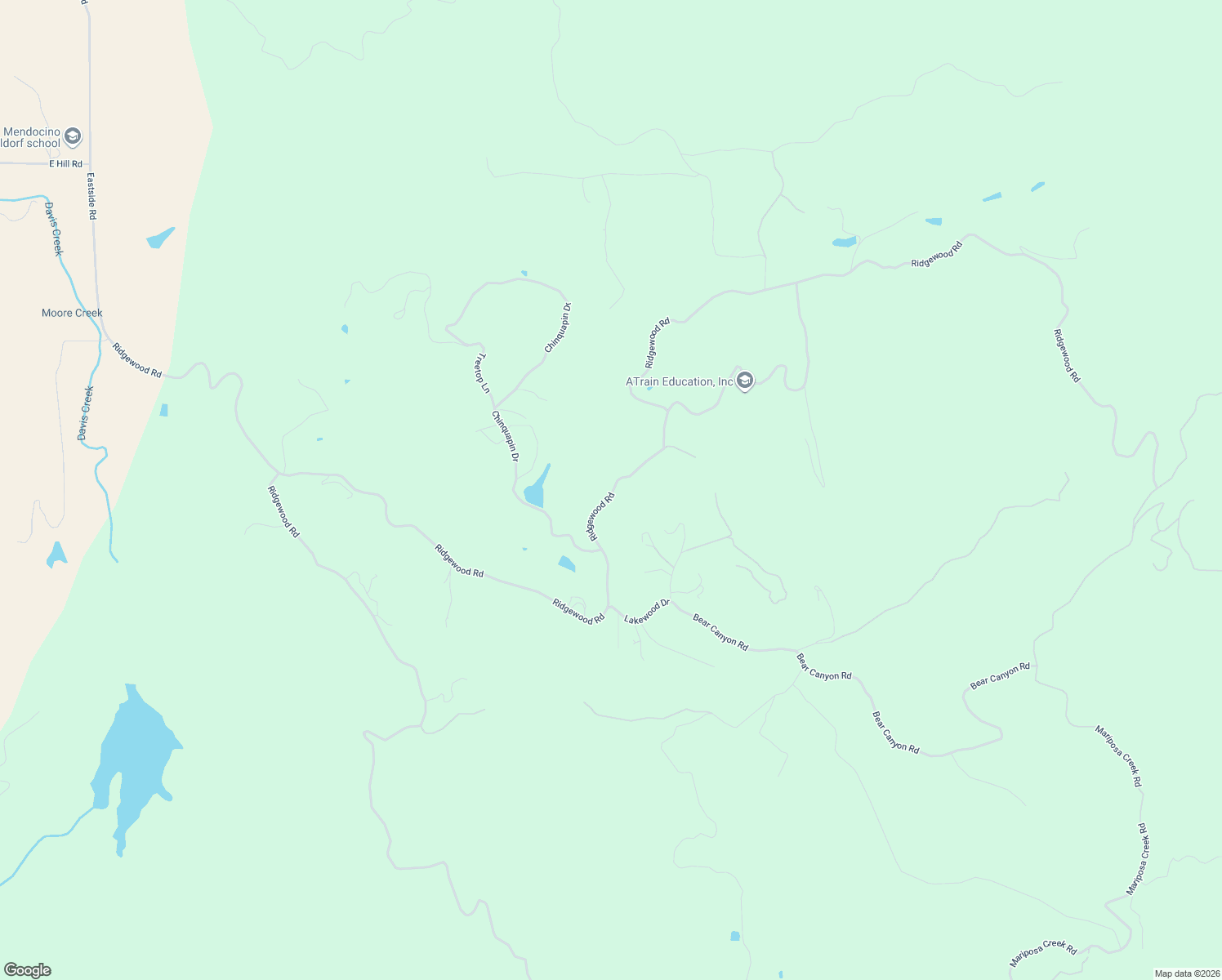 map of restaurants, bars, coffee shops, grocery stores, and more near 4850 Lakewood Drive in Willits
