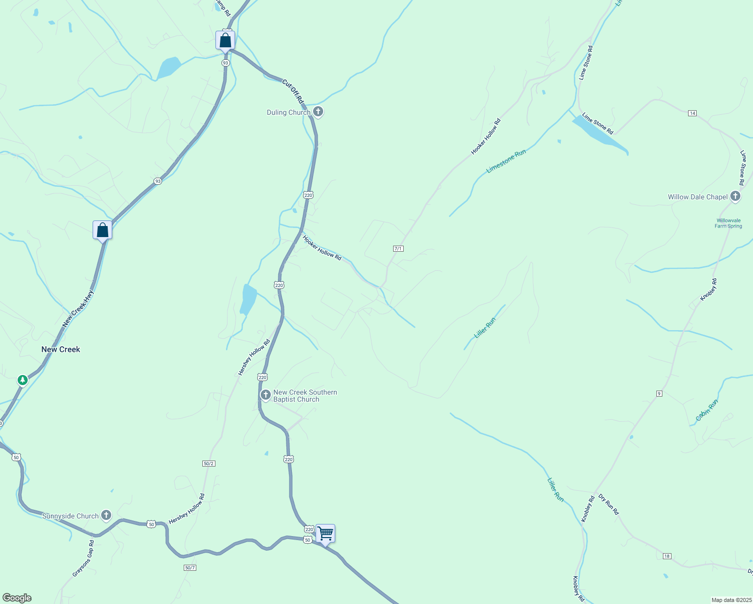 map of restaurants, bars, coffee shops, grocery stores, and more near 61 Putnam Drive in Keyser