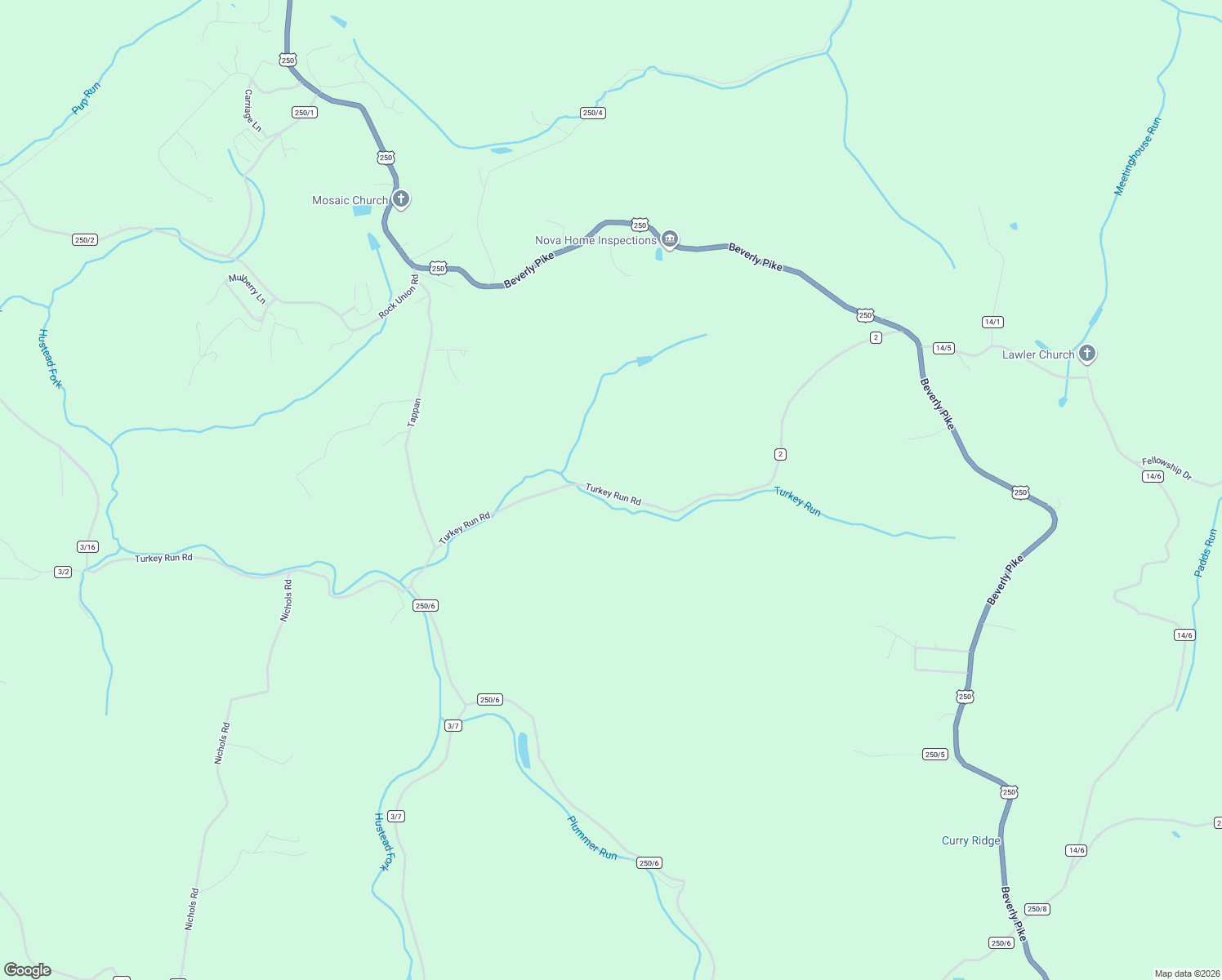 map of restaurants, bars, coffee shops, grocery stores, and more near 1134 Turkey Run Road in Grafton