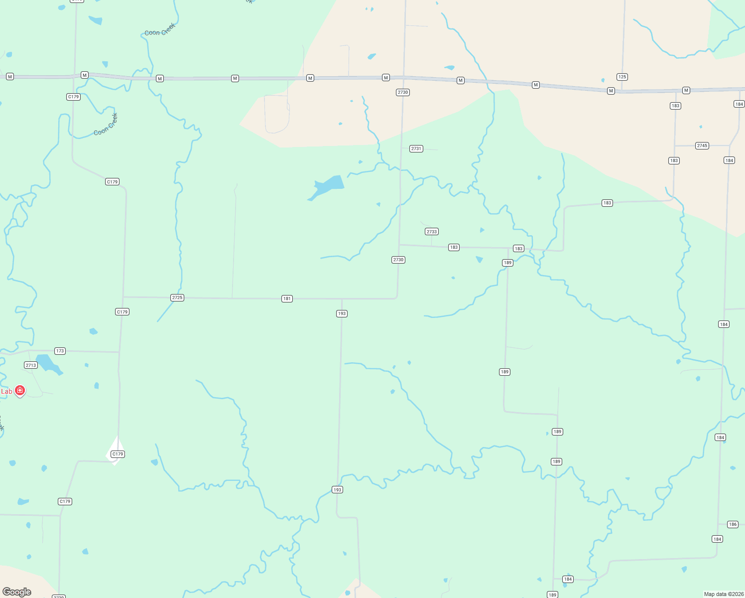 map of restaurants, bars, coffee shops, grocery stores, and more near County Road 2730 in Moberly