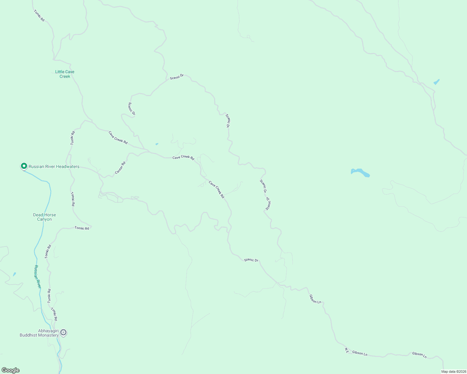 map of restaurants, bars, coffee shops, grocery stores, and more near 8800 Cave Creek Road in Redwood Valley