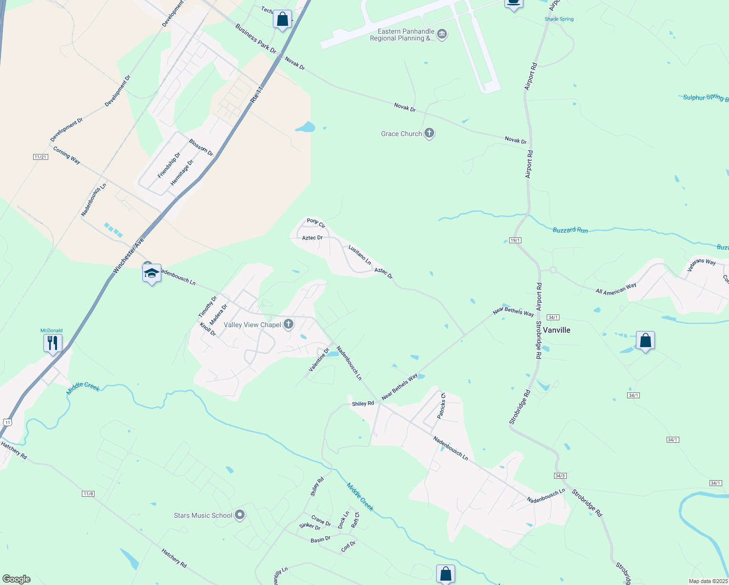 map of restaurants, bars, coffee shops, grocery stores, and more near in Martinsburg