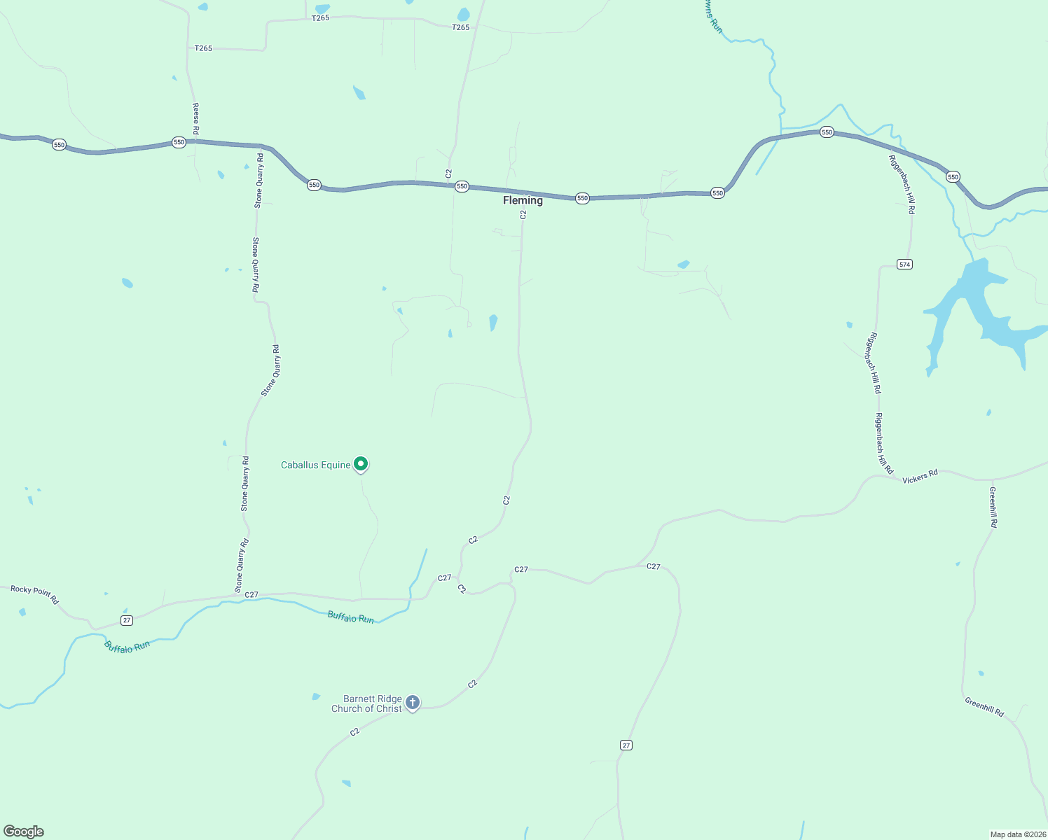 map of restaurants, bars, coffee shops, grocery stores, and more near 13153 Ohio 550 in Fleming
