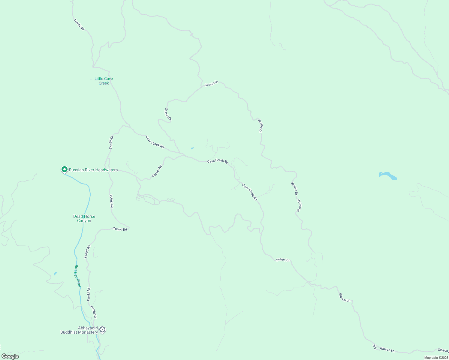 map of restaurants, bars, coffee shops, grocery stores, and more near 8555 Cave Creek Road in Redwood Valley