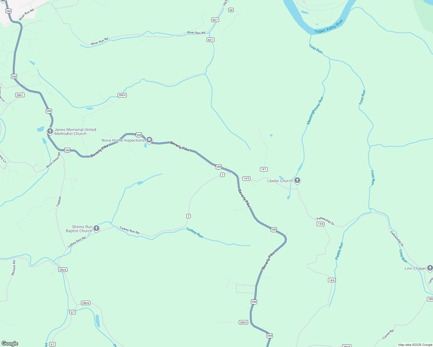 map of restaurants, bars, coffee shops, grocery stores, and more near 5009 U.S. 250 in Fairmont