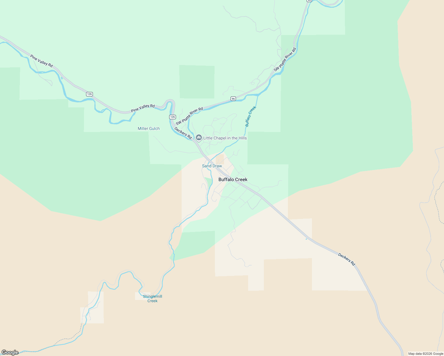 map of restaurants, bars, coffee shops, grocery stores, and more near 18073 County Road 126 in Pine