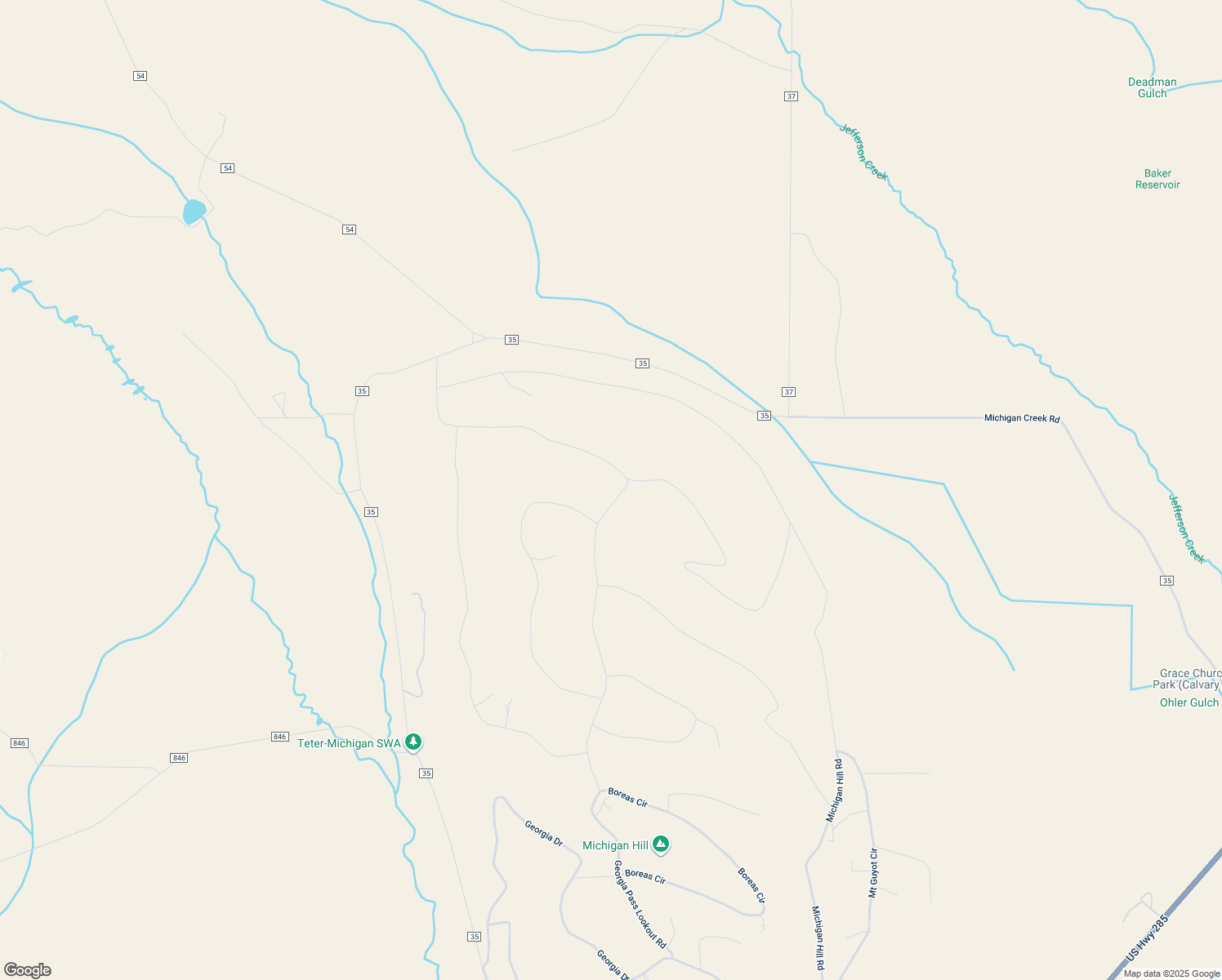 map of restaurants, bars, coffee shops, grocery stores, and more near 800 Georgia Pass Lookout Road in Fairplay