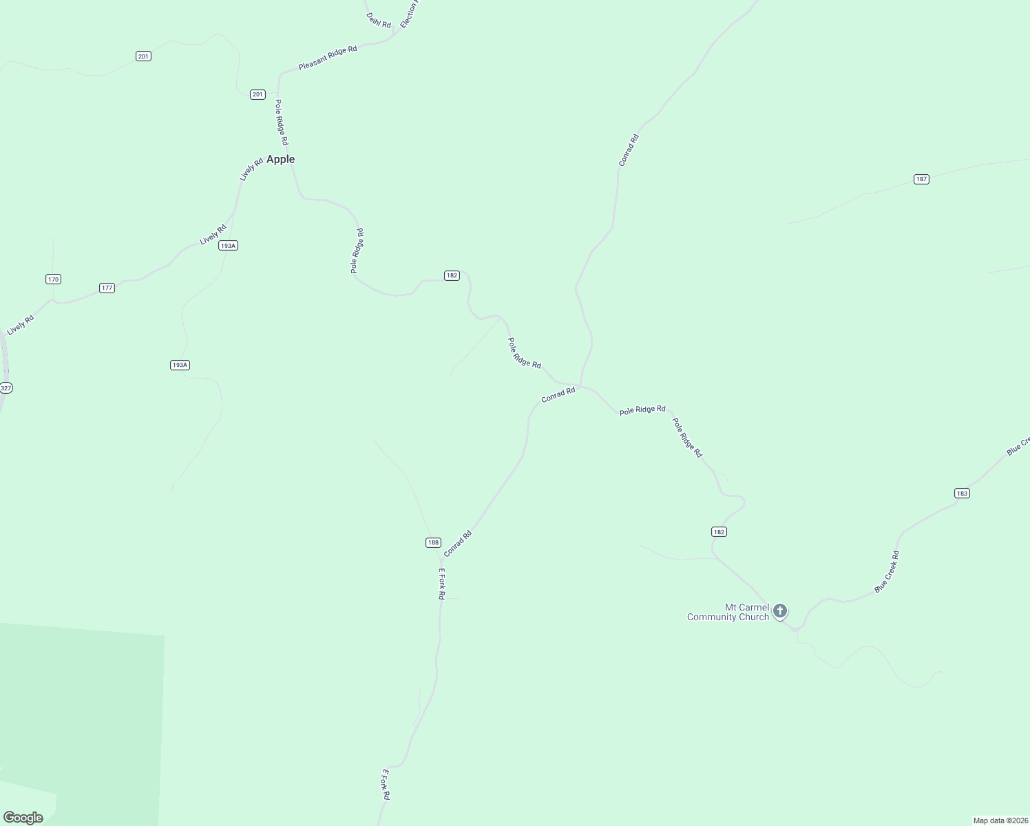 map of restaurants, bars, coffee shops, grocery stores, and more near 24205 Conrad Road in Laurelville