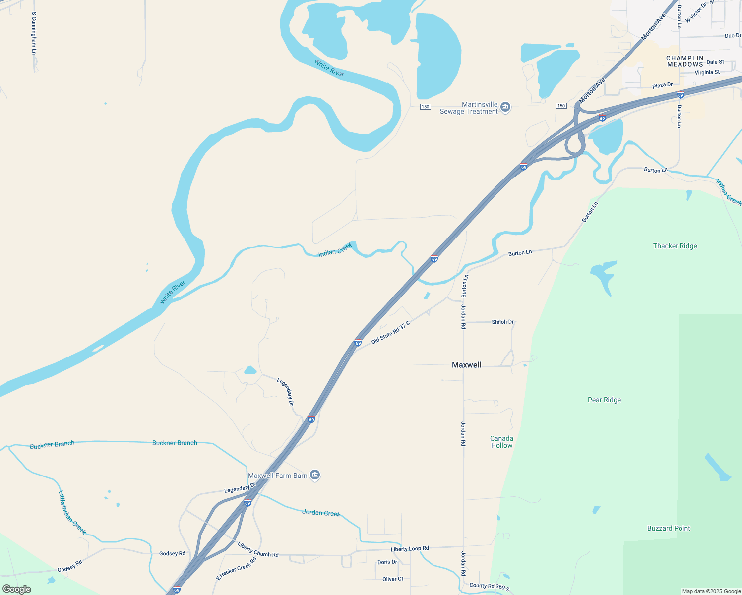 map of restaurants, bars, coffee shops, grocery stores, and more near 2450 Old State Road 37 South in Martinsville