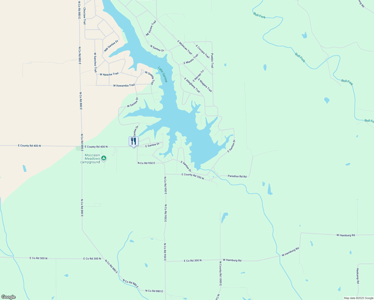map of restaurants, bars, coffee shops, grocery stores, and more near 342 Southwest Pawnee Trail in Greensburg
