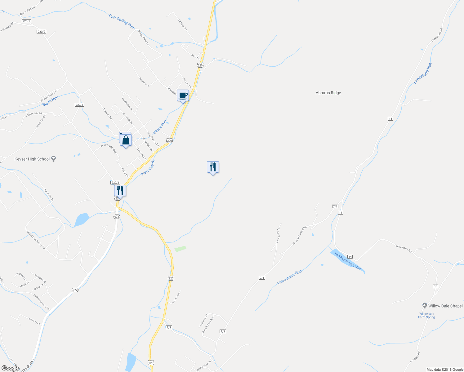 map of restaurants, bars, coffee shops, grocery stores, and more near in Short Gap