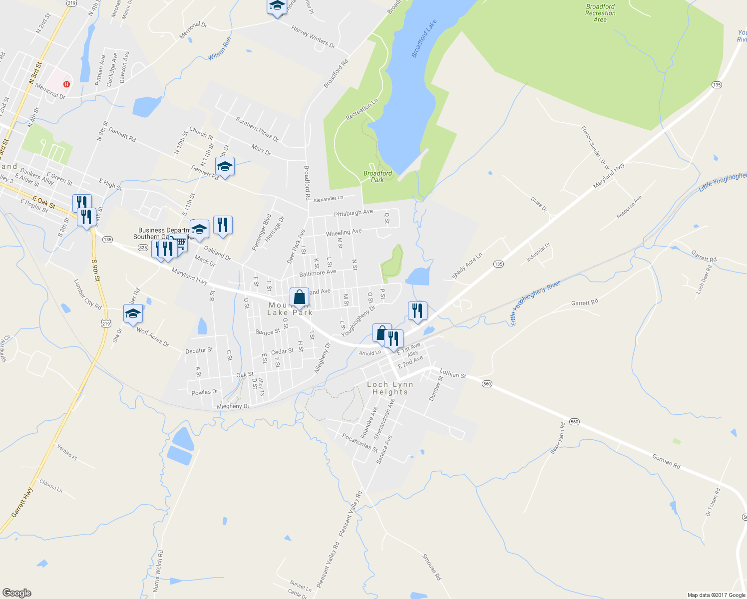 map of restaurants, bars, coffee shops, grocery stores, and more near 405 O Street in Oakland