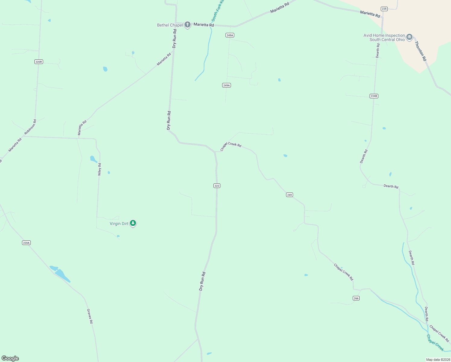 map of restaurants, bars, coffee shops, grocery stores, and more near 5026-5498 Dry Run Road in Chillicothe