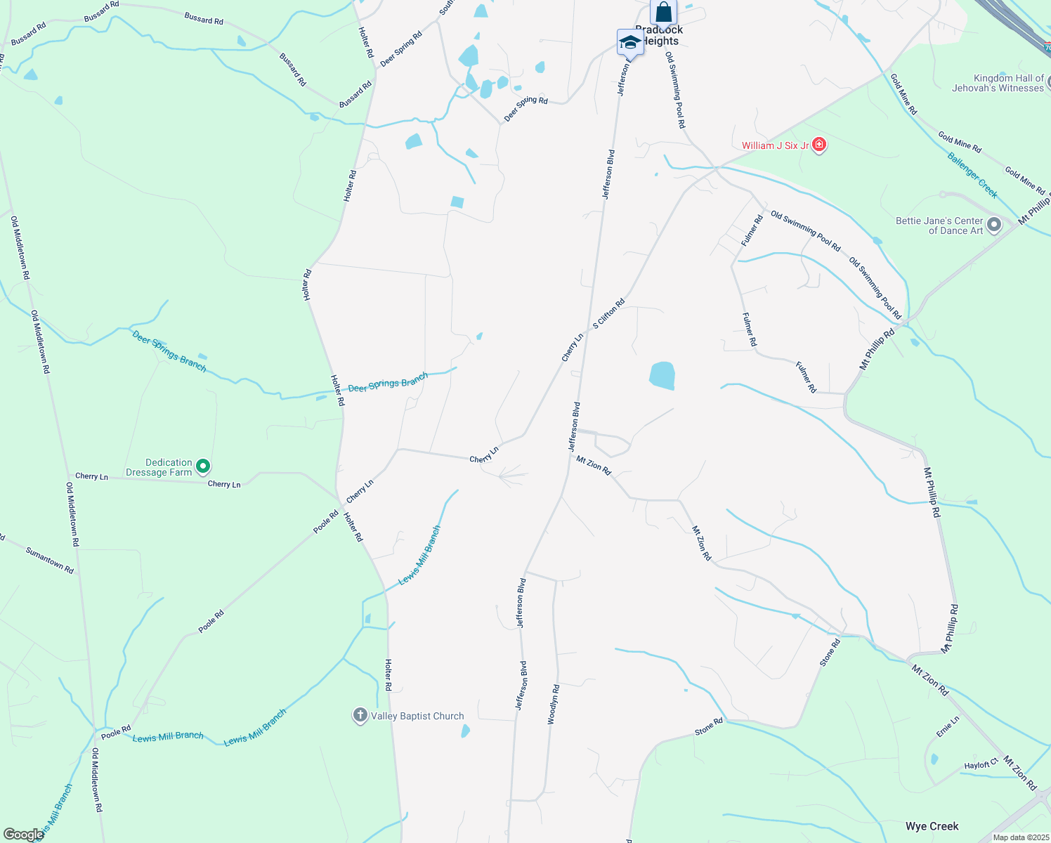 map of restaurants, bars, coffee shops, grocery stores, and more near 4514 Cherry Lane in Jefferson