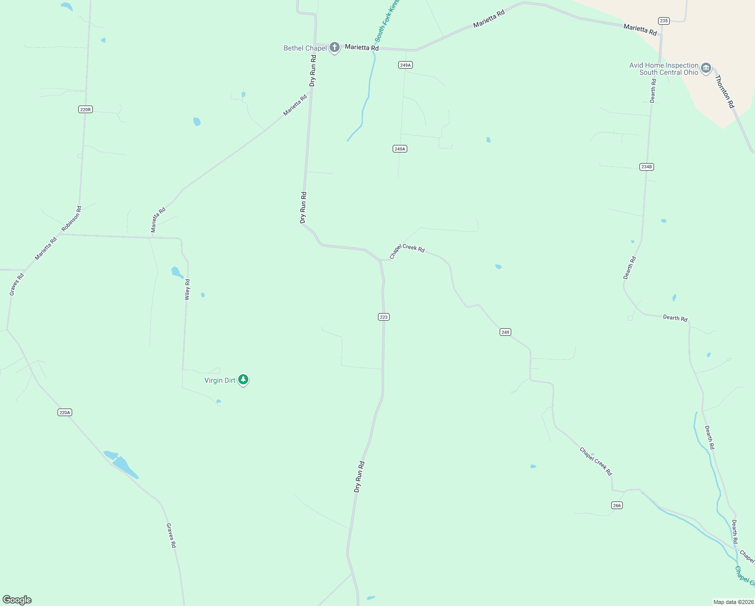 map of restaurants, bars, coffee shops, grocery stores, and more near 5265 Dry Run Road in Chillicothe