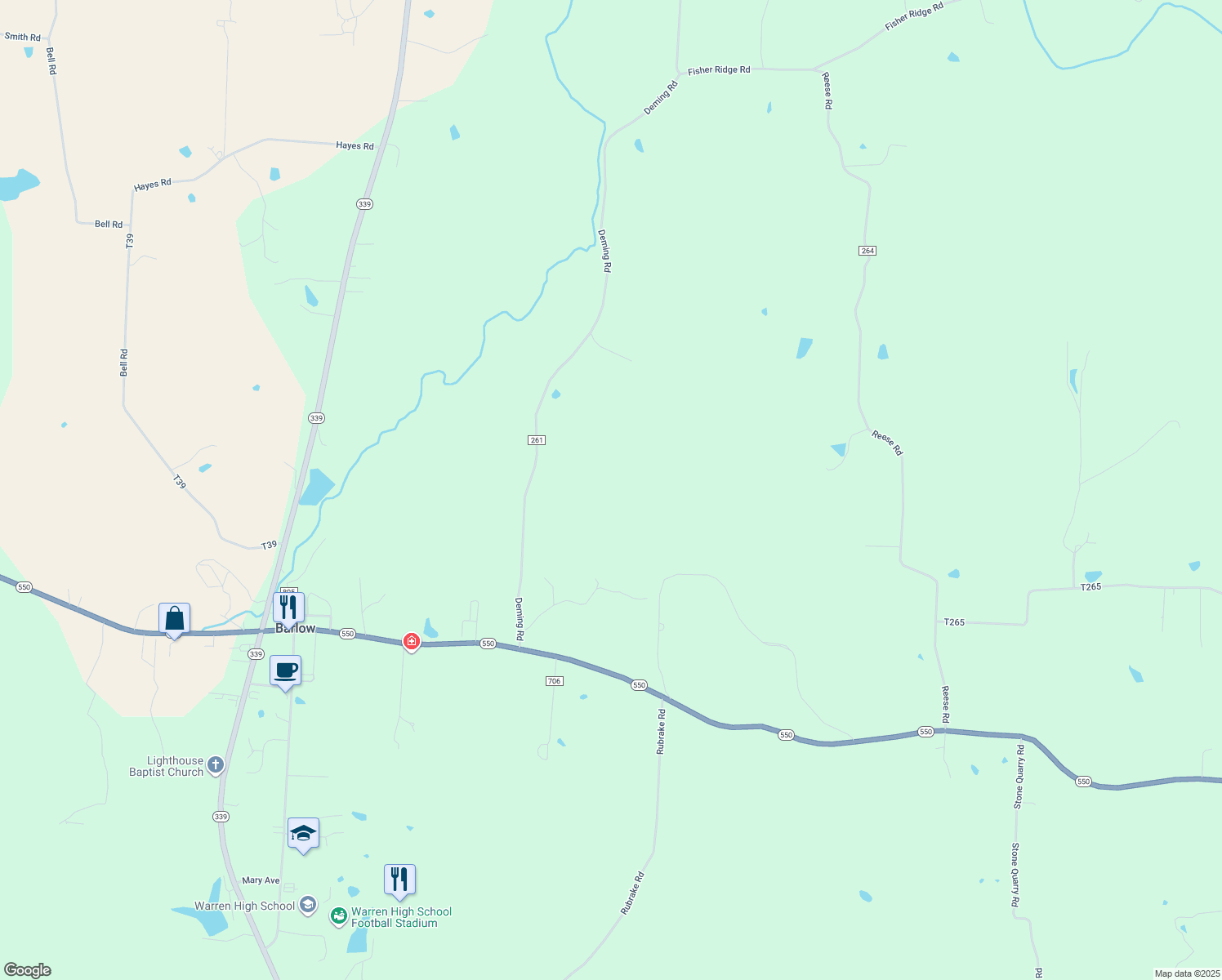 map of restaurants, bars, coffee shops, grocery stores, and more near 280 Deming Road in Fleming